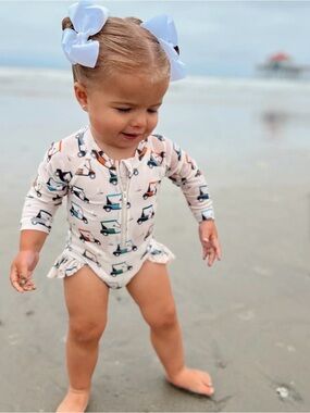 GOLF CART / SKIPPER RASHGUARD SWIMSUIT / UPF 50+ Size 6-12 month
